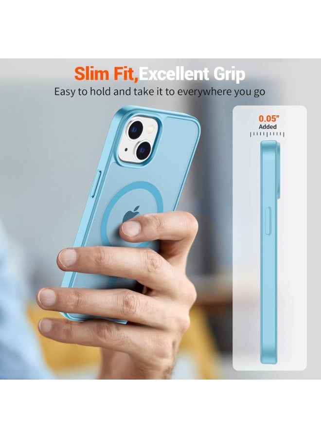 أكاليكس جراب مغناطيسي لهاتف آيفون 15 [مقاوم للصدمات ونحيف] غطاء خلفي صلب شفاف غير لامع مع حماية عالية الجودة | أزرق سماوي - Image 5